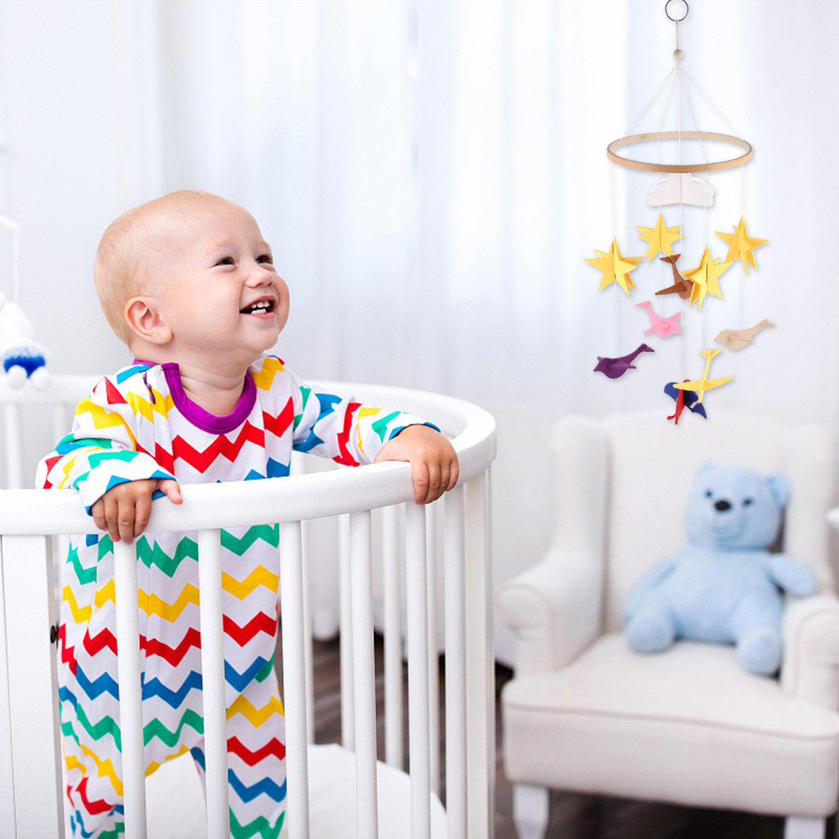 Baby Nursery Decor Boy - ของตกแต่งแขวนเปลเด็ก 1 ชิ้น โมบายแขวนคุณภาพพรีเมียม จี้ผ้าสักหลาด ของตกแต่งห้องเด็กอ่อนสุดประณีต
