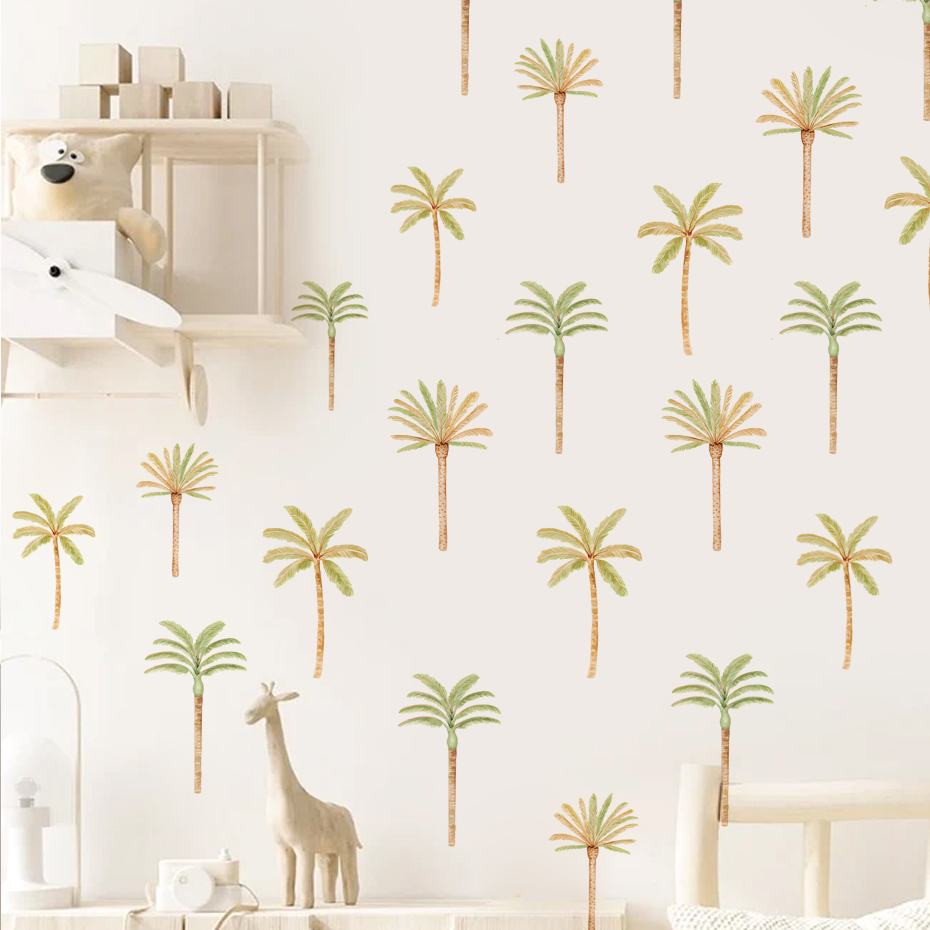 Baby Nursery Decor Boy - Boho สติกเกอร์ติดผนังต้นมะพร้าวต้นปาล์มสำหรับเด็กทารกหญิงเด็กผู้ชายห้องสถานรับเลี้ยงเด็กศิลปะบนผนังรูปลอกการตกแต่งบ้านห้องนอนเด็ก