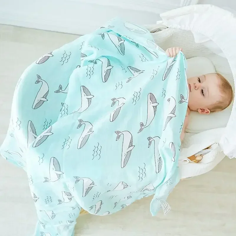 Swaddle Blanket Muslin - ผ้ามัสลินห่อตัวเด็กทารกแรกเกิดผ้าห่มผ้าใยไผ่ใช้งานได้อเนกประสงค์ผ้าห่มทารกแรกเกิดสำหรับทารก120X120cm
