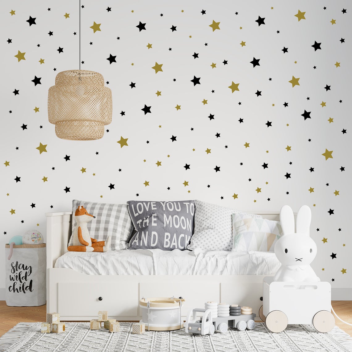 Baby Nursery Needs - การ์ตูน 65 ชิ้น Star สติ๊กเกอร์ติดผนังเด็กทารกเด็ก Nordic