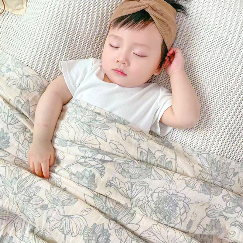 Swaddle Blanket Muslin - ผ้าฝ้ายเด็ก Swaddle Wrap ผ้าห่มเด็ก Muslin ทารกแรกเกิดพิมพ์ผ้าห่มเด็กทารกแรกเกิด