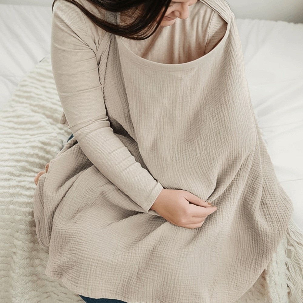 Nursing Cover Breastfeeding - ผ้าคลุมให้นมบุตร ระบายอากาศได้ดี ผ้ามัสลิน น้ำหนักเบา แบบผ้ากันเปื้อน ปิดคลุมเต็มตัว