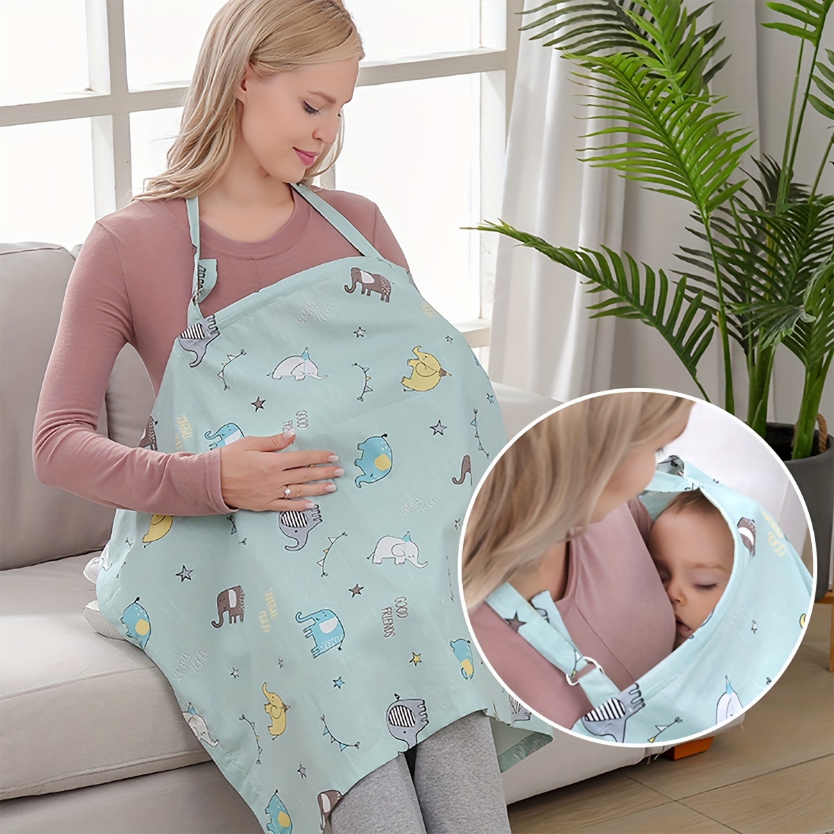 Nursing Cover Breastfeeding - ผ้าพันคอคลุมพยาบาลคลอดบุตร, รถเข็นเด็ก, ผ้าคลุมเบาะรถยนต์, ผ้ากันเปื้อนพยาบาลน้ําหนักเบาและระบายอากาศได้สําหรับให้นมบุตร