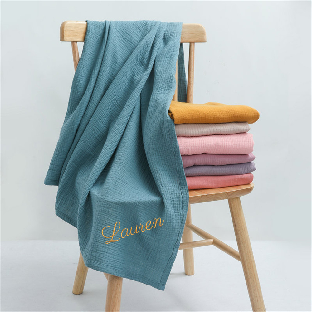 Swaddle Blanket Muslin - ผ้าห่มผ้าห่อตัวทารกแรกเกิดผ้าห่มนุ่มผ้าหุ้มตัวเด็กแข็งแบบปักชื่อตามสั่งผ้าฝ้ายสำหรับเด็ก