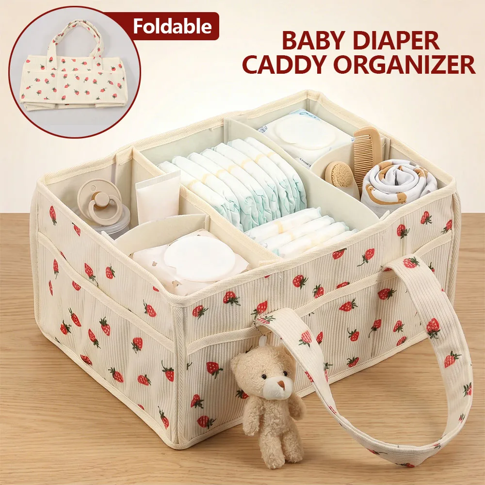 Baby Nursery Organiser - ตะกร้าเก็บผ้าเช็ดทำความสะอาดสำหรับเด็กแบบพกพา ทำจากผ้าสักหลาด พร้อมช่องแบ่งและหูจับ ใช้เป็นที่จัดเก็บของในห้องเด็กอ่อน หรือเป็นที่จัดระเบียบบนโต๊ะเปลี่ยนผ้าอ้อมแบบพับได้