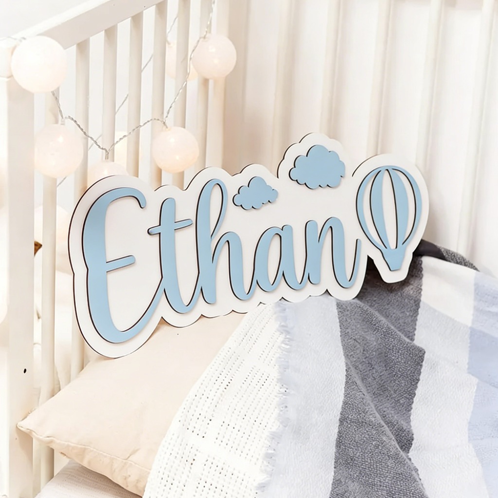 Baby Nursery Decor Boy - ป้ายชื่อไม้แบบกำหนดเองส่วนบุคคล | รูปทรงแปลกตา สไตล์ร่วมสมัย สำหรับแขวนผนัง เหมาะสำหรับใช้ภายในและภายนอกอาคาร