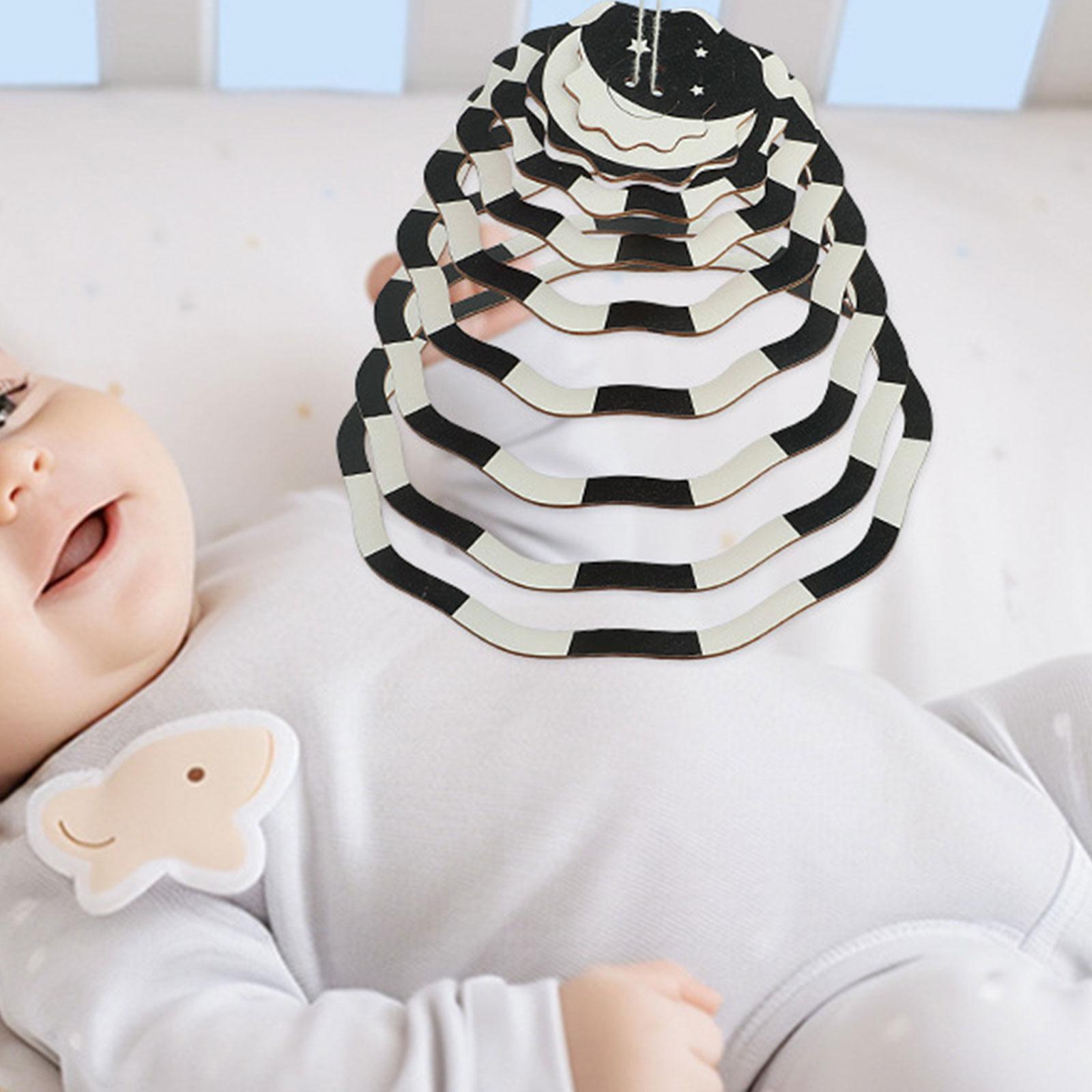 Baby Nursery Decor Boy - เปลมือถือ Sensory ของเล่นสีดําและสีขาว Bed Bell ของเล่น,