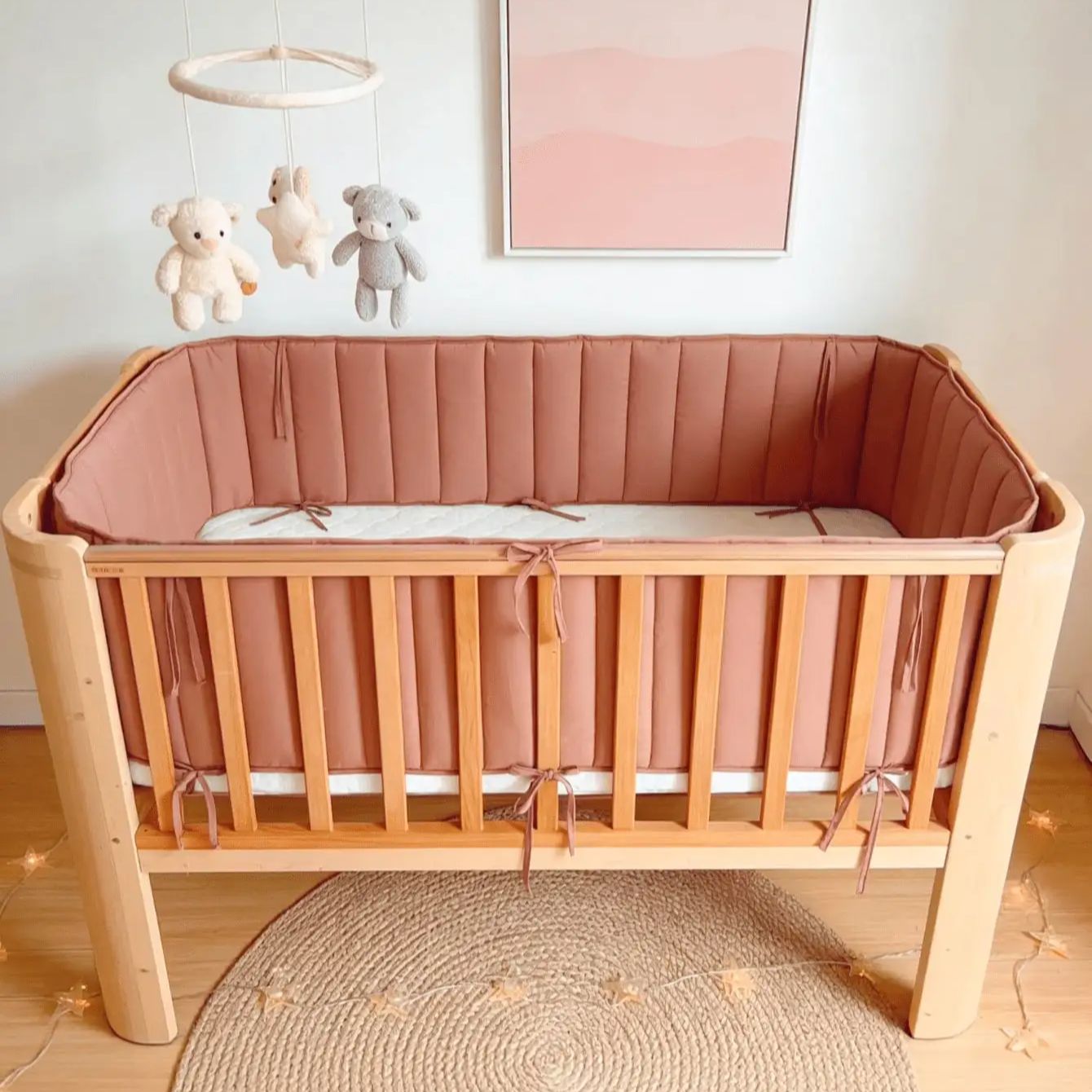 Baby Nursery Glider - กันชนเตียงเด็ก ป้องกันการกระแทก บาร์กันชนเตียงนุ่มสำหรับเด็ก แผ่นกันชนเตียงเด็ก แผ่นกั้นเตียงเด็กแรกเกิด แผ่นรองกันกระแทกแบบถักสำหรับเด็ก