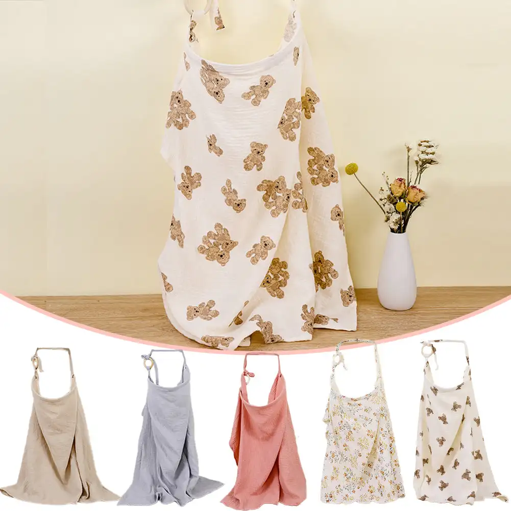 Nursing Cover Breastfeeding - ผ้าคลุมให้นมบุตร ผ้าฝ้าย ผ้าคลุมให้นมบุตรแบบปรับได้ ปกปิดความเป็นส่วนตัว ผ้ากันเปื้อนให้นมบุตร ผ้าก๊อซเนื้อนุ่ม