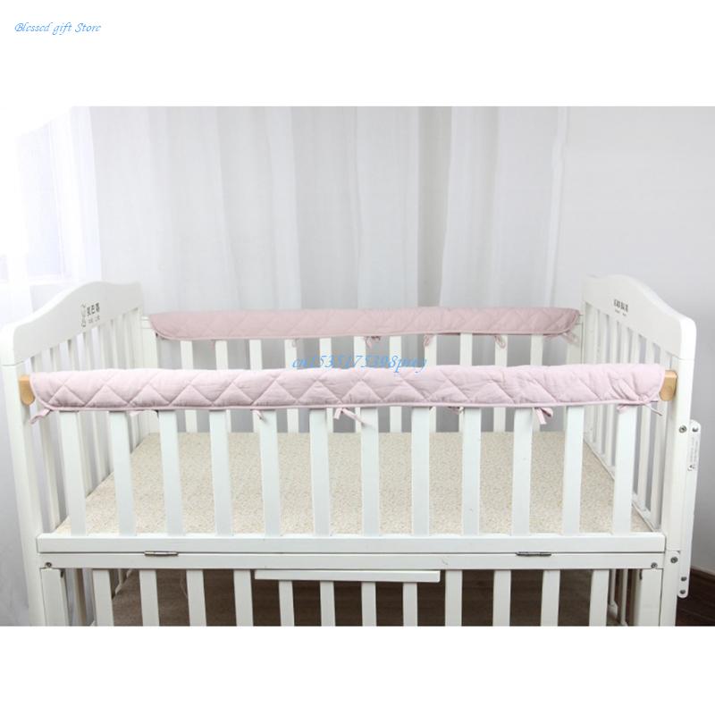Baby Nursery Glider - 2ชิ้นผ้าฝ้ายป้องกันขอบห่อป้องกันการงอกของฟันที่ปลอดภัยของทารกป้องกันการกัดสีทึบ Pagar tempat tidur