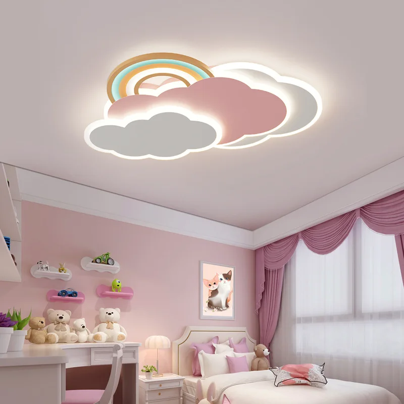 Baby Nursery Ceiling Light - Rainbow Cloud โคมไฟเพดานสาวสีชมพูโคมไฟห้องนอนโรแมนติก Princess Room ห้องเด็กเนอสเซอรี่เด็ก