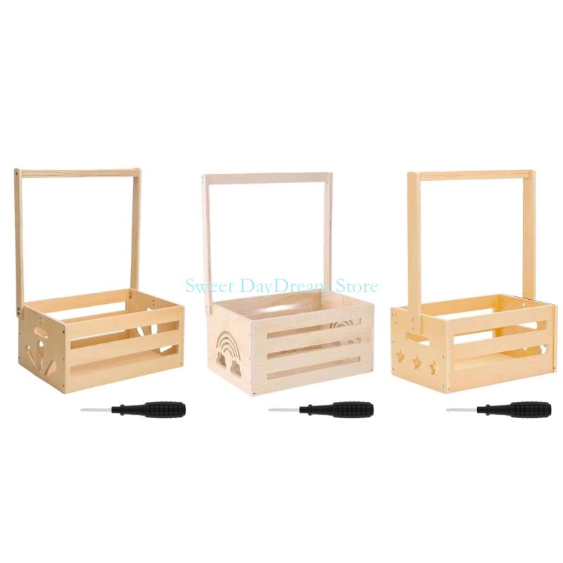 Baby Nursery Organiser - Y88C Wooden Baby Showers ของขวัญตะกร้าเรือนกระจกตู้เสื้อผ้าจัดเก็บกล่องสำหรับเสื้อผ้า