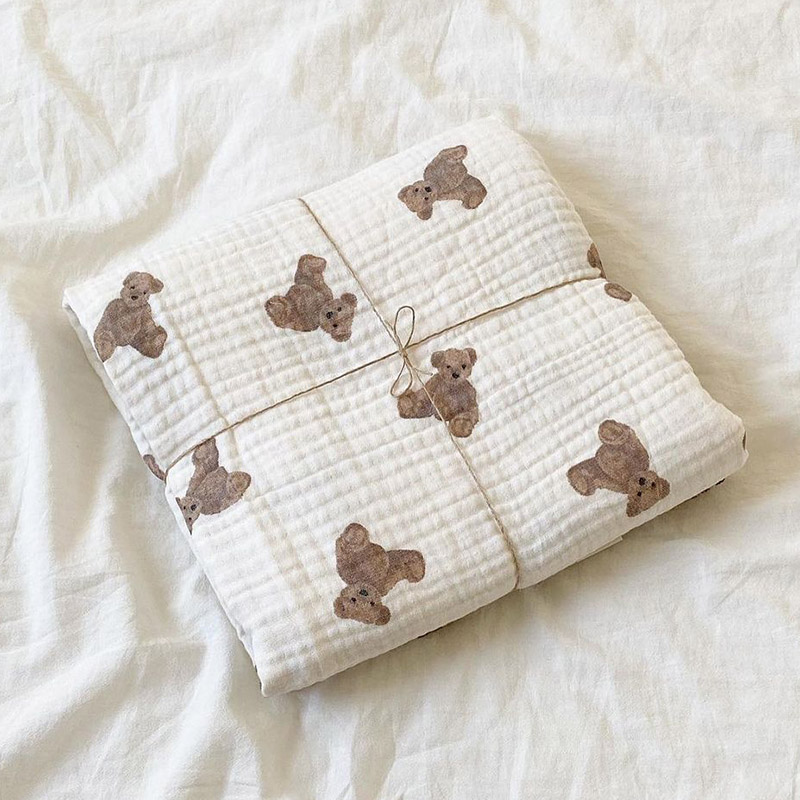 หมีพิมพ์ผ้าห่มเด็กทารกแรกเกิด  - Swaddle Blanket Muslin บทวิจารณ์และราคา