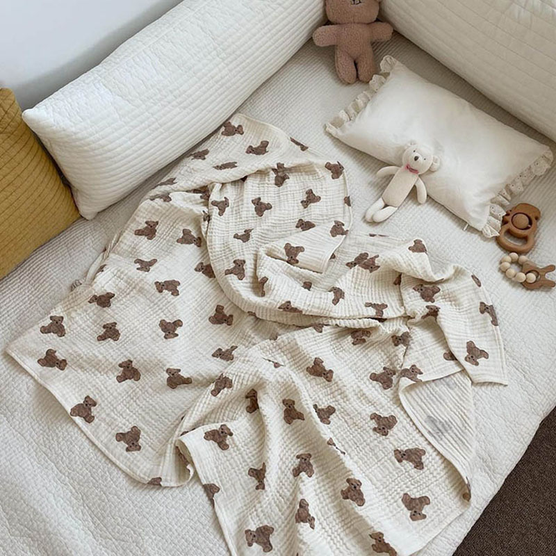 หมีพิมพ์ผ้าห่มเด็กทารกแรกเกิด  - Swaddle Blanket Muslin บทวิจารณ์และราคา