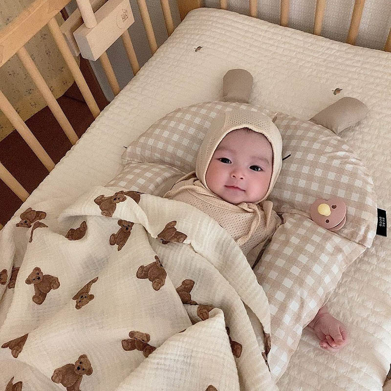 หมีพิมพ์ผ้าห่มเด็กทารกแรกเกิด  - Swaddle Blanket Muslin บทวิจารณ์และราคา