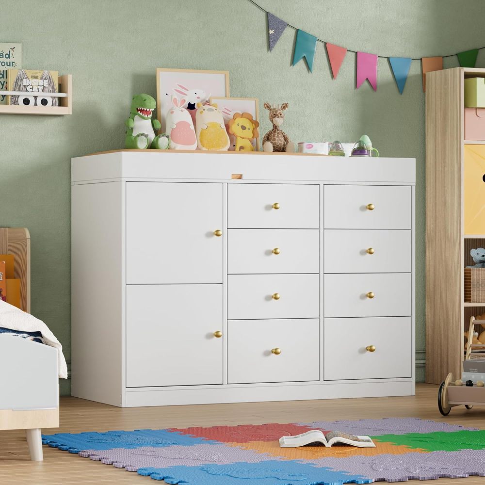 ตู้เสื้อผ้าเด็กแบบคลาสสิกพร้อม - Baby Nursery Dresser Changing Table บทวิจารณ์และราคา
