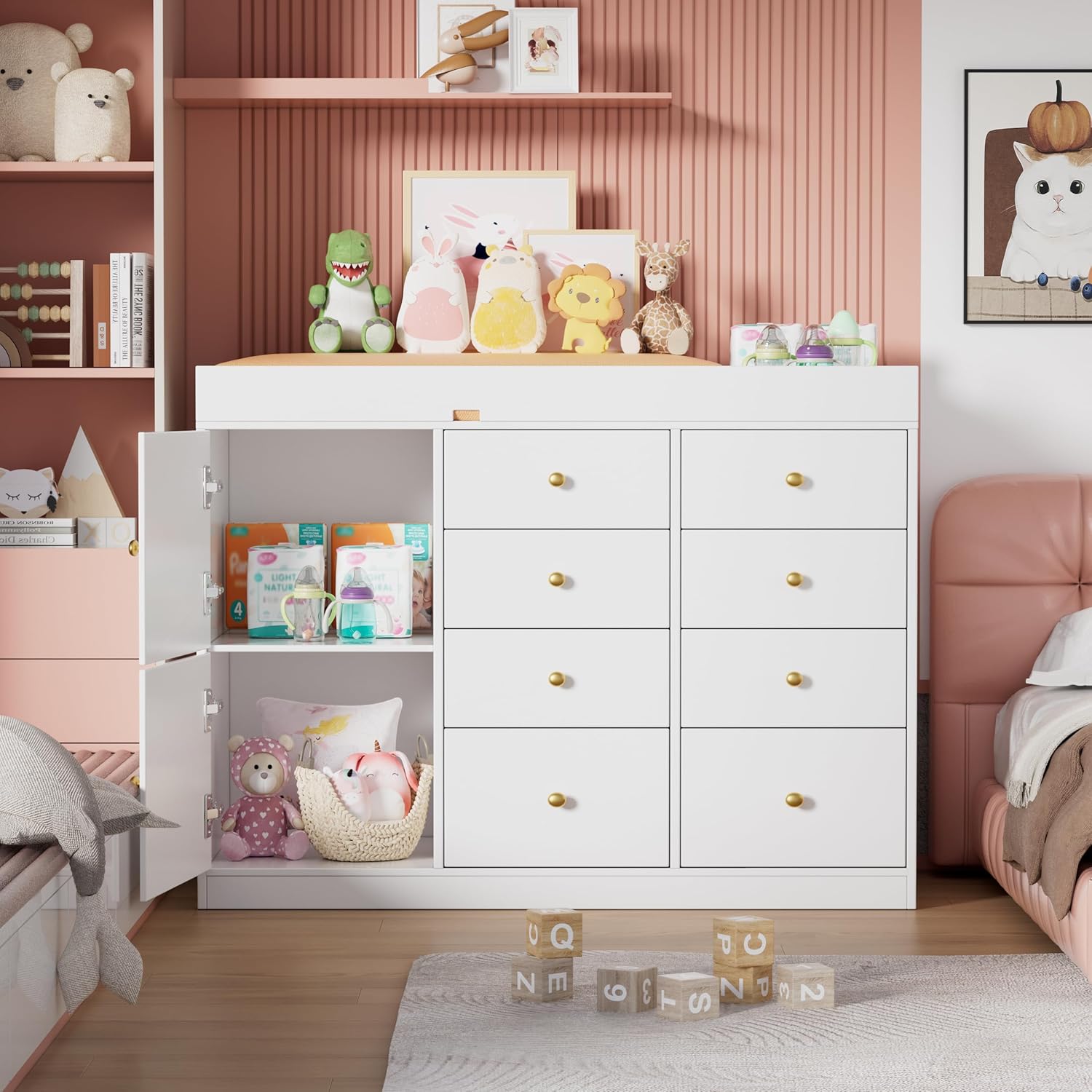 โต๊ะเปลี่ยนผ้าอ้อมเด็กแบบคลาสส - Baby Nursery Dresser Changing Table บทวิจารณ์และราคา
