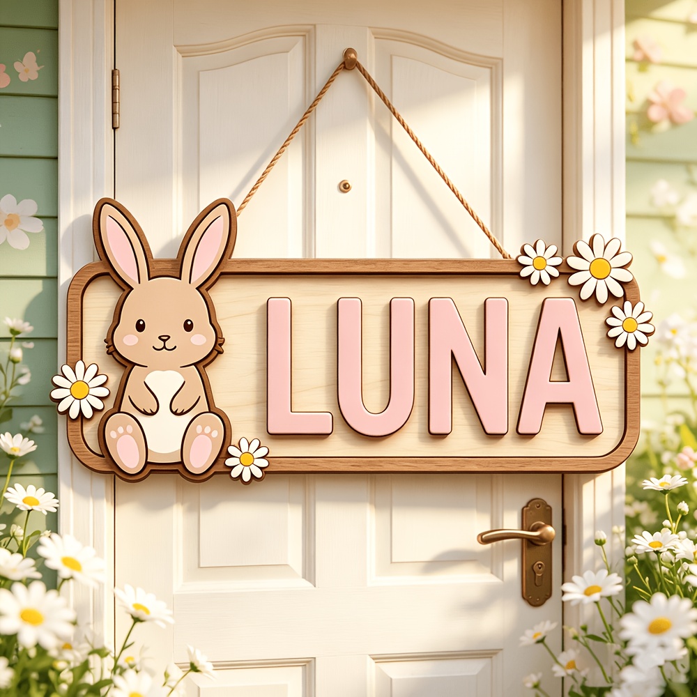 ป้ายประตูไม้รูปกระต่ายและเดซี่ - Baby Nursery Accent Wall บทวิจารณ์และราคา