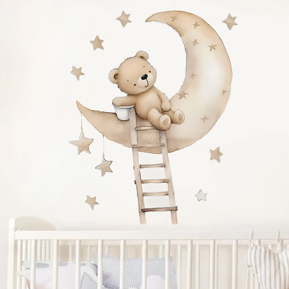 หมีน่ารัก Star Cloud สติ๊กเกอร - Baby Nursery Decor Boy บทวิจารณ์และราคา