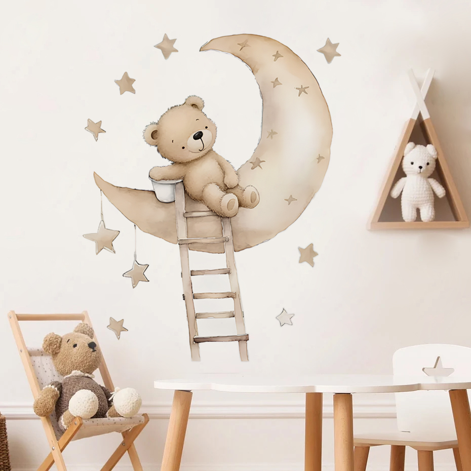 หมีน่ารัก Star Cloud สติ๊กเกอร - Baby Nursery Decor Boy บทวิจารณ์และราคา