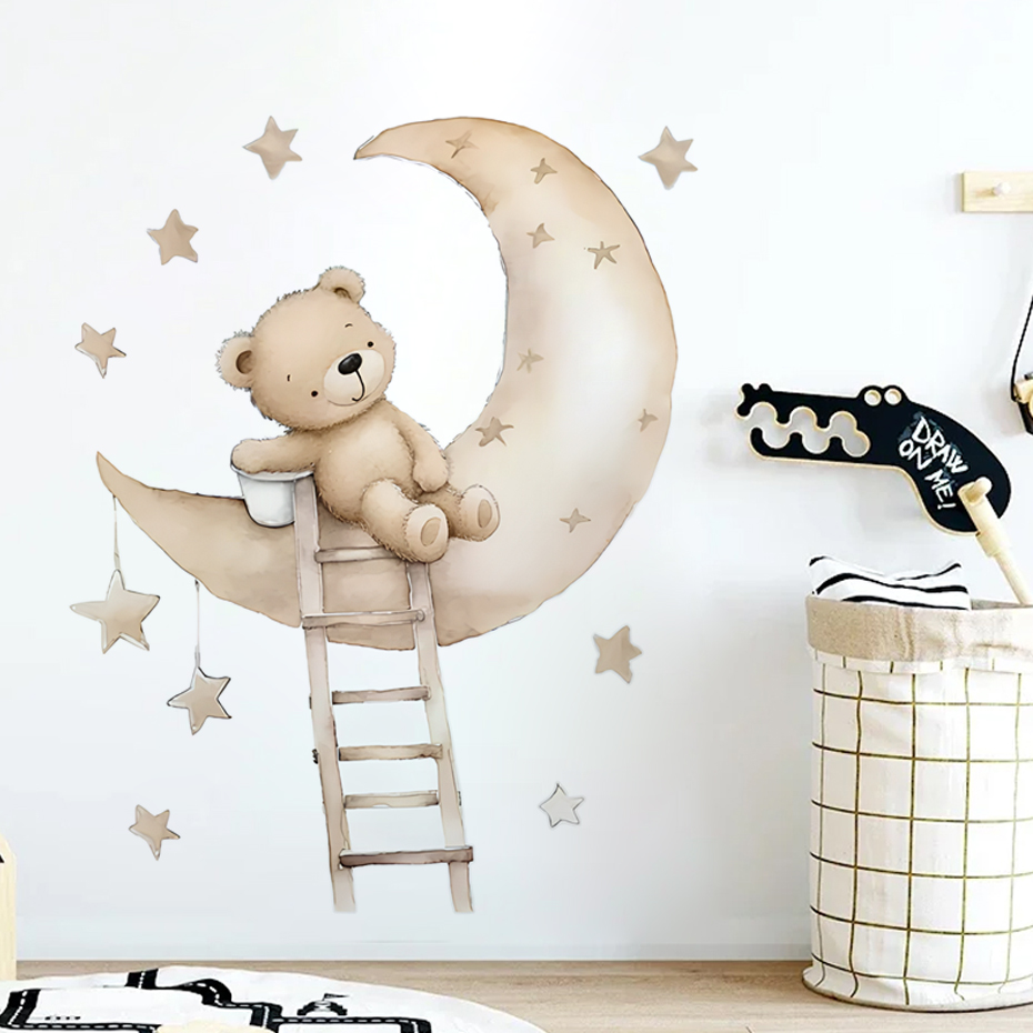 หมีน่ารัก Star Cloud สติ๊กเกอร - Baby Nursery Decor Boy บทวิจารณ์และราคา