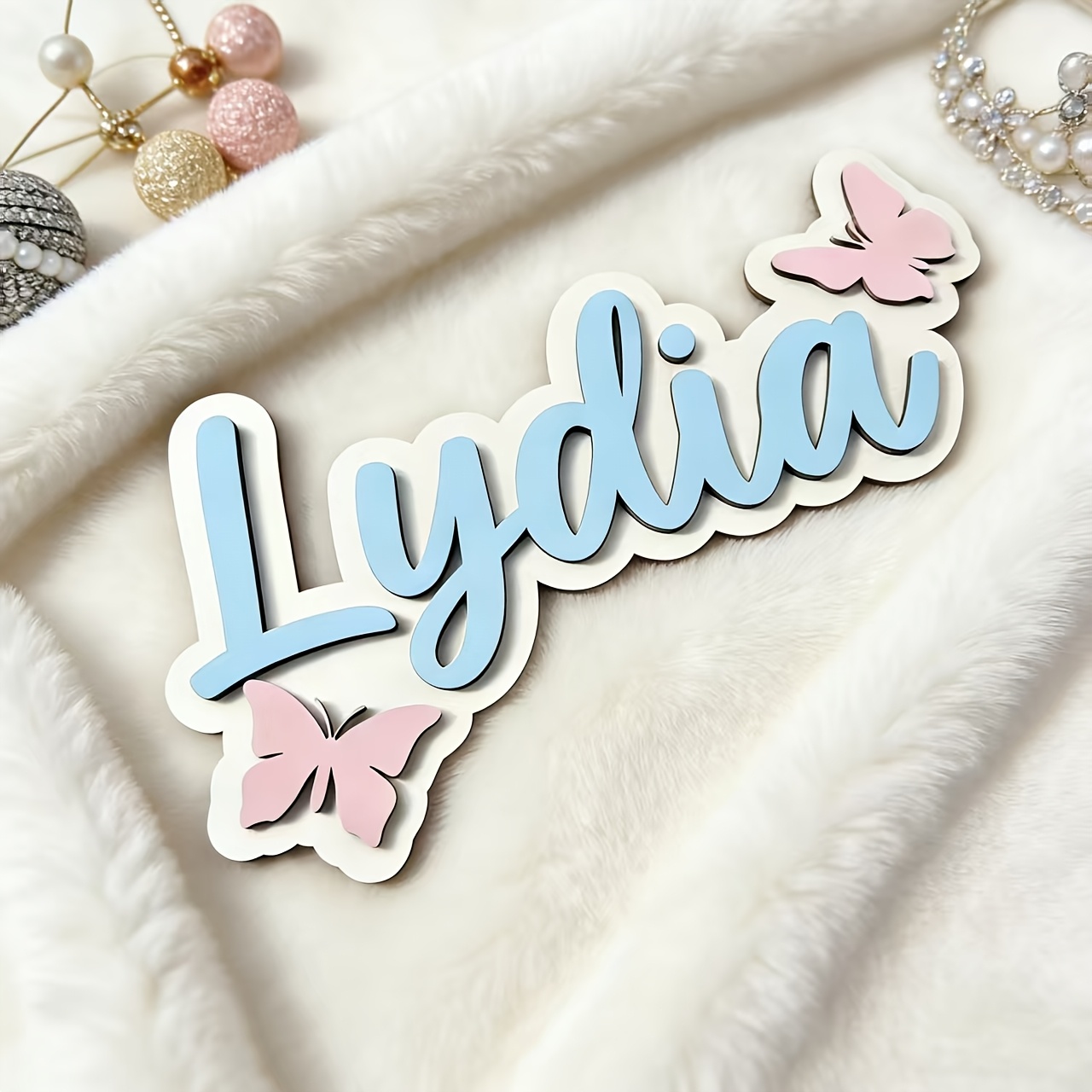 ป้ายชื่อห้องรูปผีเสื้อสีฟ้าและ - Baby Nursery Decor บทวิจารณ์และราคา