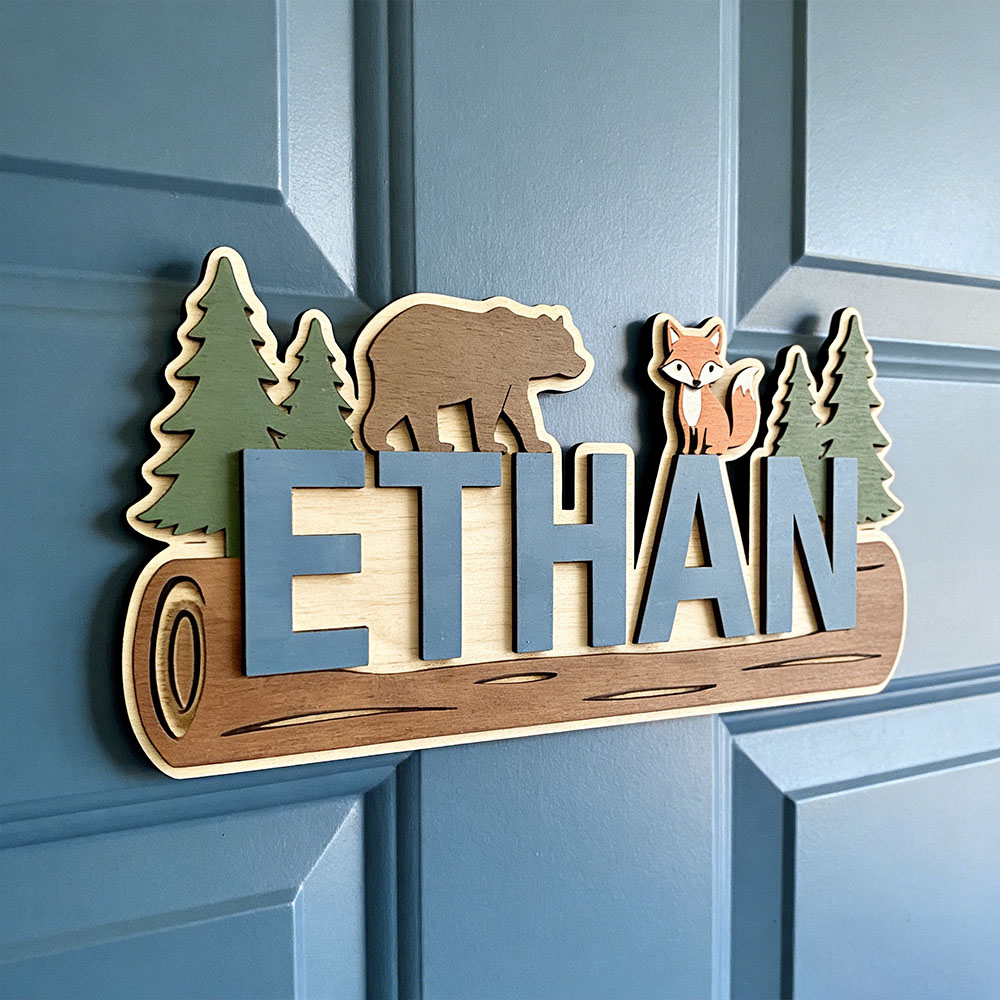 ป้ายไม้สลักชื่อสัตว์ป่า หมี สุ - Baby Nursery Decor บทวิจารณ์และราคา