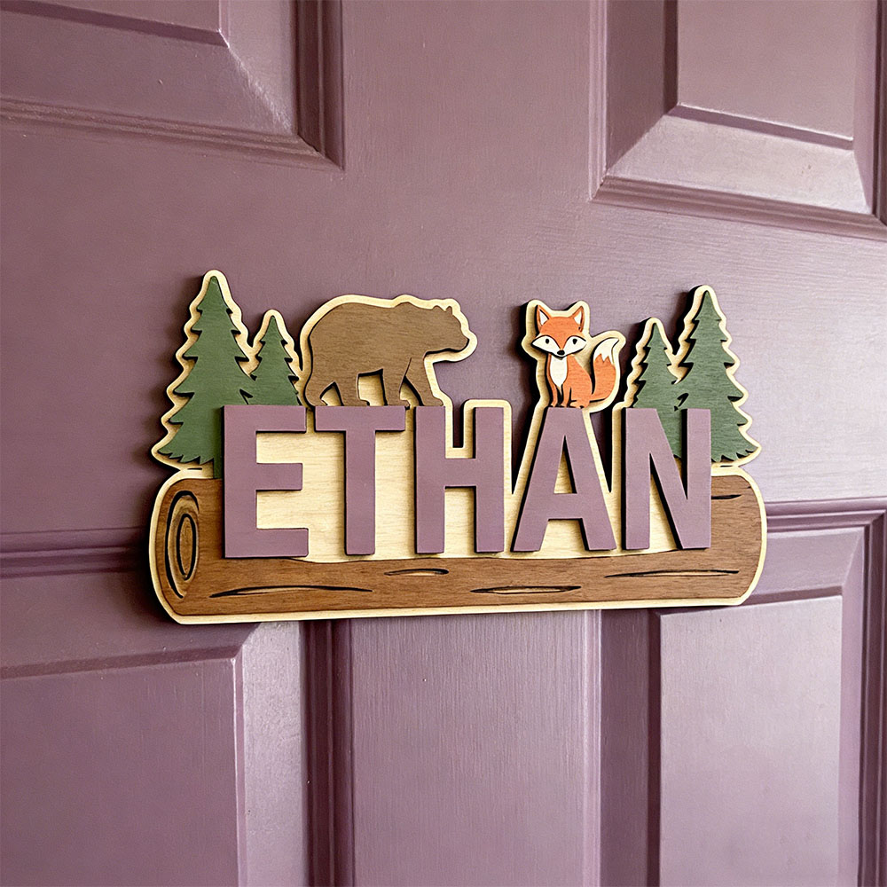 ป้ายไม้สลักชื่อสัตว์ป่า หมี สุ - Baby Nursery Decor บทวิจารณ์และราคา