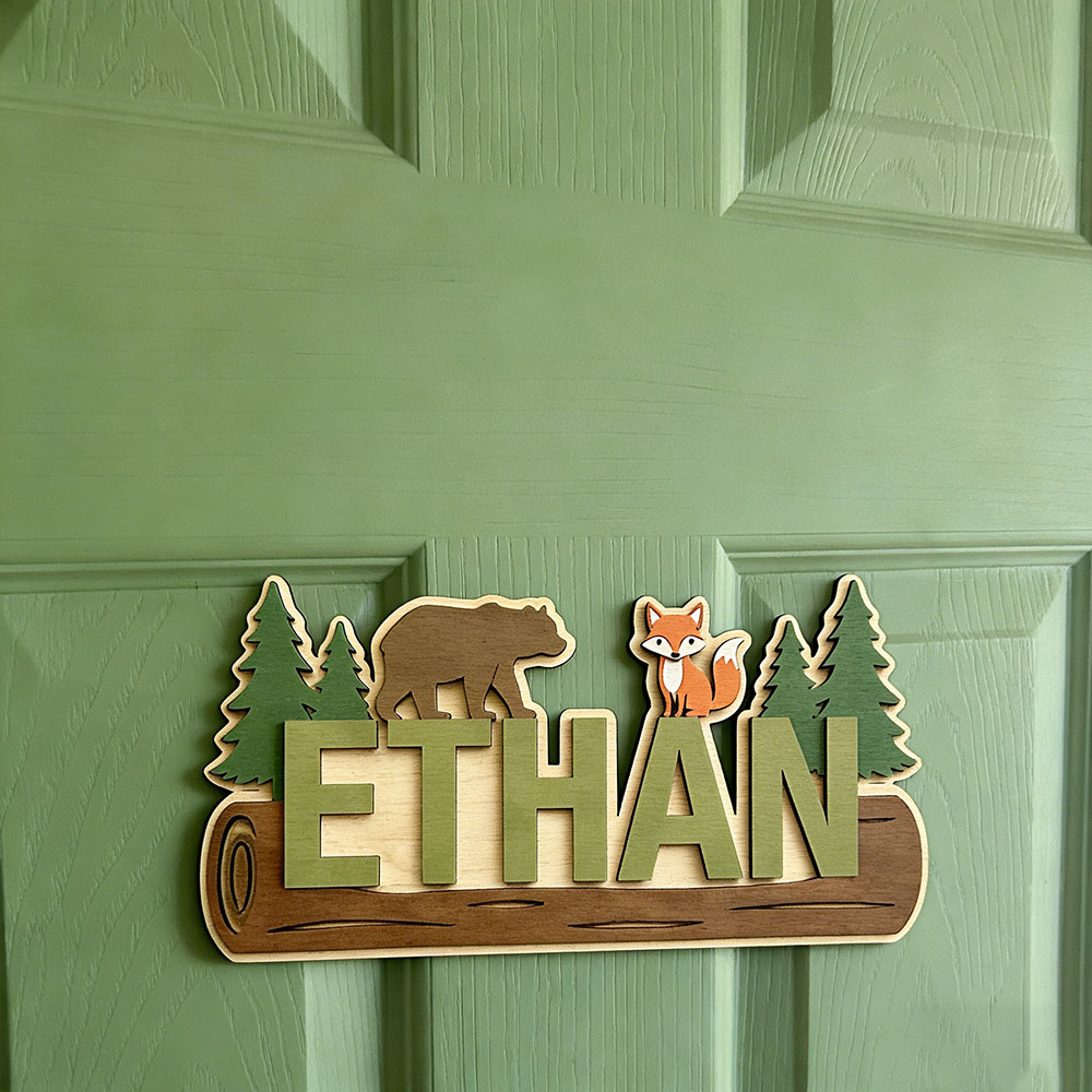 ป้ายไม้สลักชื่อสัตว์ป่า หมี สุ - Baby Nursery Decor บทวิจารณ์และราคา