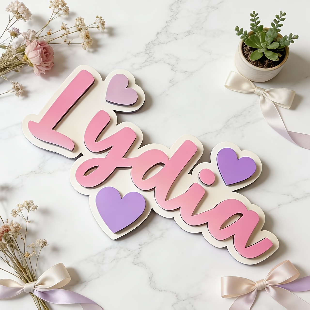 ป้ายชื่อรูปหัวใจไล่เฉดสีแบบปรั - Baby Nursery Decor บทวิจารณ์และราคา