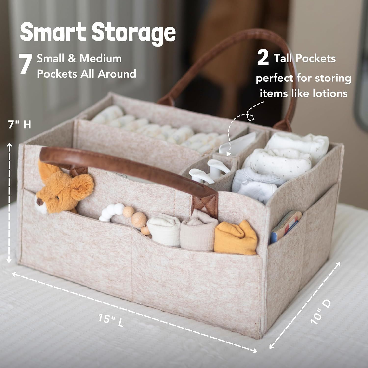 ตะกร้าเก็บของเด็กอ่อนแบบมีหูหิ - Baby Nursery Organiser บทวิจารณ์และราคา