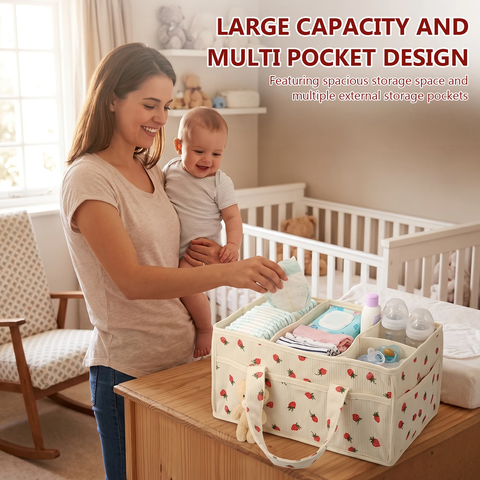 ตะกร้าเก็บผ้าเช็ดทำความสะอาดสำ - Baby Nursery Organiser บทวิจารณ์และราคา