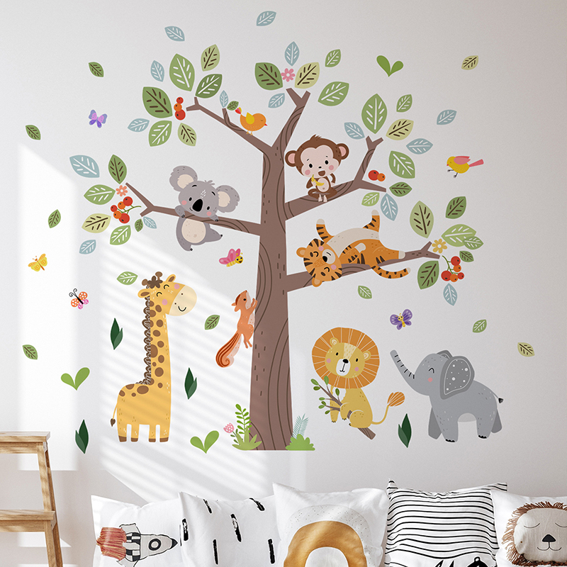 สติ๊กเกอร์ติดผนังลายสัตว์ป่าขน - Baby Zoo Nursery บทวิจารณ์และราคา