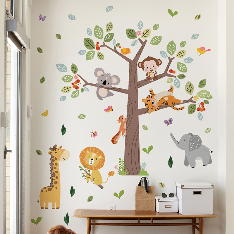 สติ๊กเกอร์ติดผนังลายสัตว์ป่าขน - Baby Zoo Nursery บทวิจารณ์และราคา