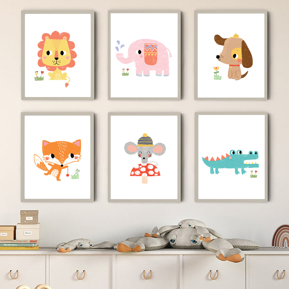 ภาพพิมพ์ศิลปะติดผนังลายการ์ตูน - Baby Zoo Nursery บทวิจารณ์และราคา