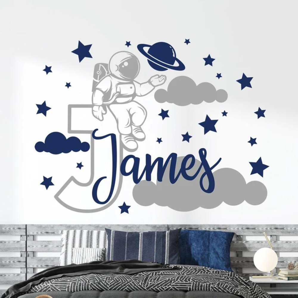 Custom ชื่อการ์ตูนนักบินอวกาศอ - Baby Nursery Decor Boy บทวิจารณ์และราคา