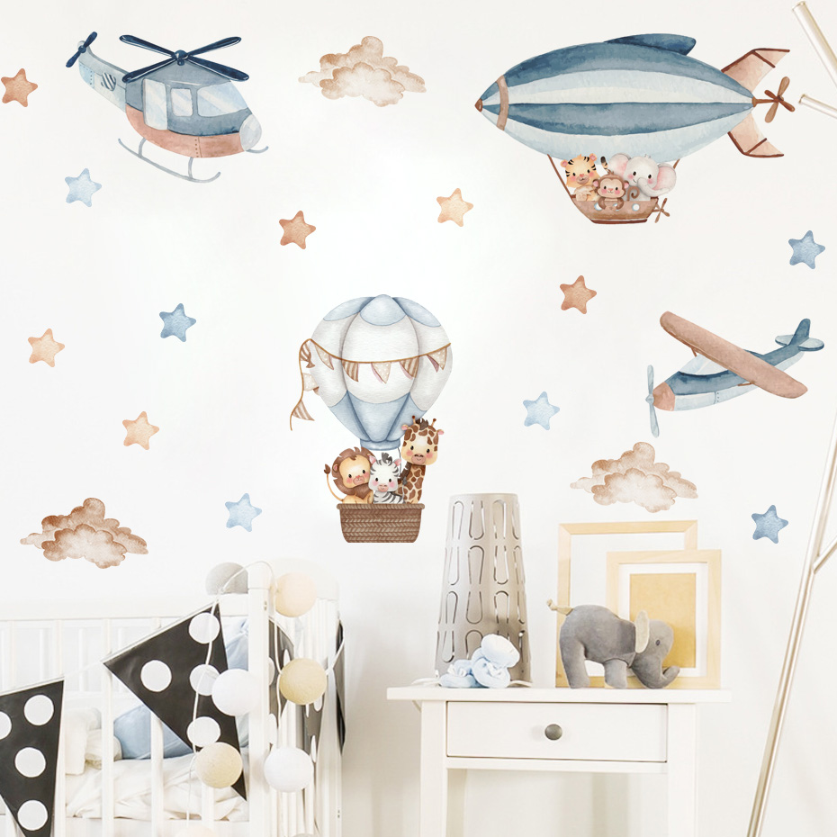 สีน้ําสัตว์ Hot Air บอลลูนเมฆส - Baby Nursery Needs บทวิจารณ์และราคา