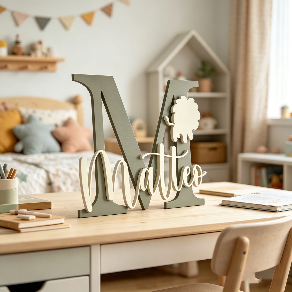 ป้ายชื่อไม้สลักชื่อและอักษรย่อ - Baby Nursery Home บทวิจารณ์และราคา