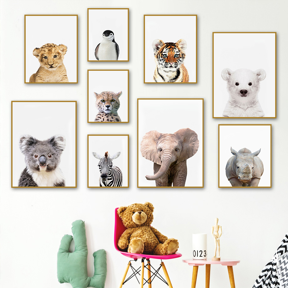 ภาพพิมพ์ศิลปะติดผนังลายสัตว์ซา - Baby Zoo Nursery บทวิจารณ์และราคา