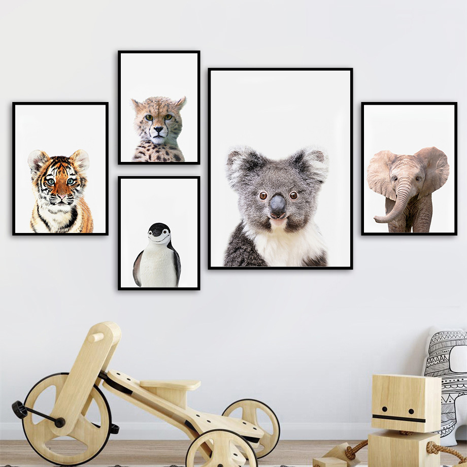 ภาพพิมพ์ศิลปะติดผนังลายสัตว์ซา - Baby Zoo Nursery บทวิจารณ์และราคา
