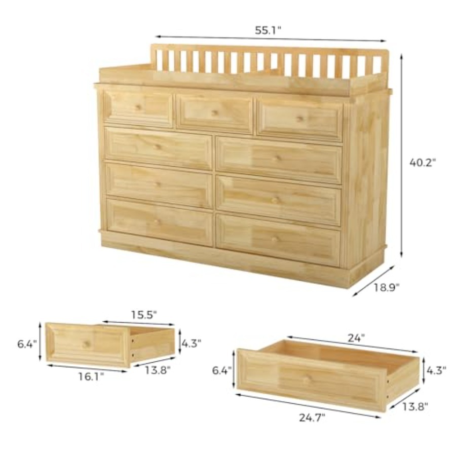 โต๊ะเปลี่ยนผ้าอ้อมเด็กพร้อมตู้ - Baby Nursery Dresser Changing Table บทวิจารณ์และราคา