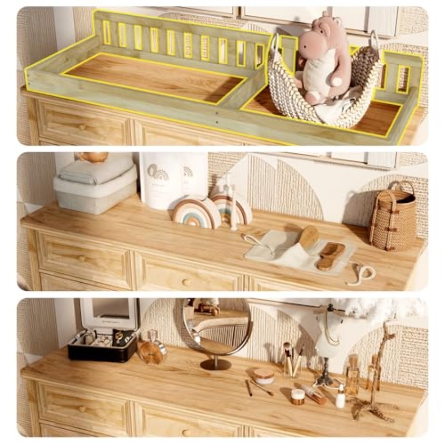 โต๊ะเปลี่ยนผ้าอ้อมเด็กพร้อมตู้ - Baby Nursery Dresser Changing Table บทวิจารณ์และราคา