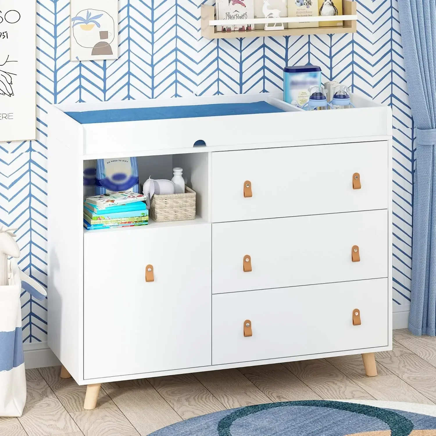 โต๊ะเปลี่ยนผ้าอ้อมเด็กพร้อมลิ้ - Baby Nursery Dresser Changing Table บทวิจารณ์และราคา