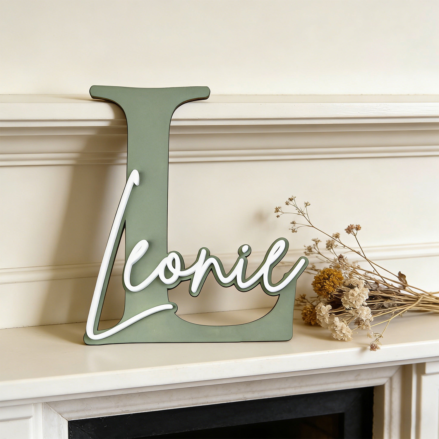 ป้ายไม้ตกแต่งชื่อแบบสองชั้น 1  - Baby Nursery Decor Boy บทวิจารณ์และราคา