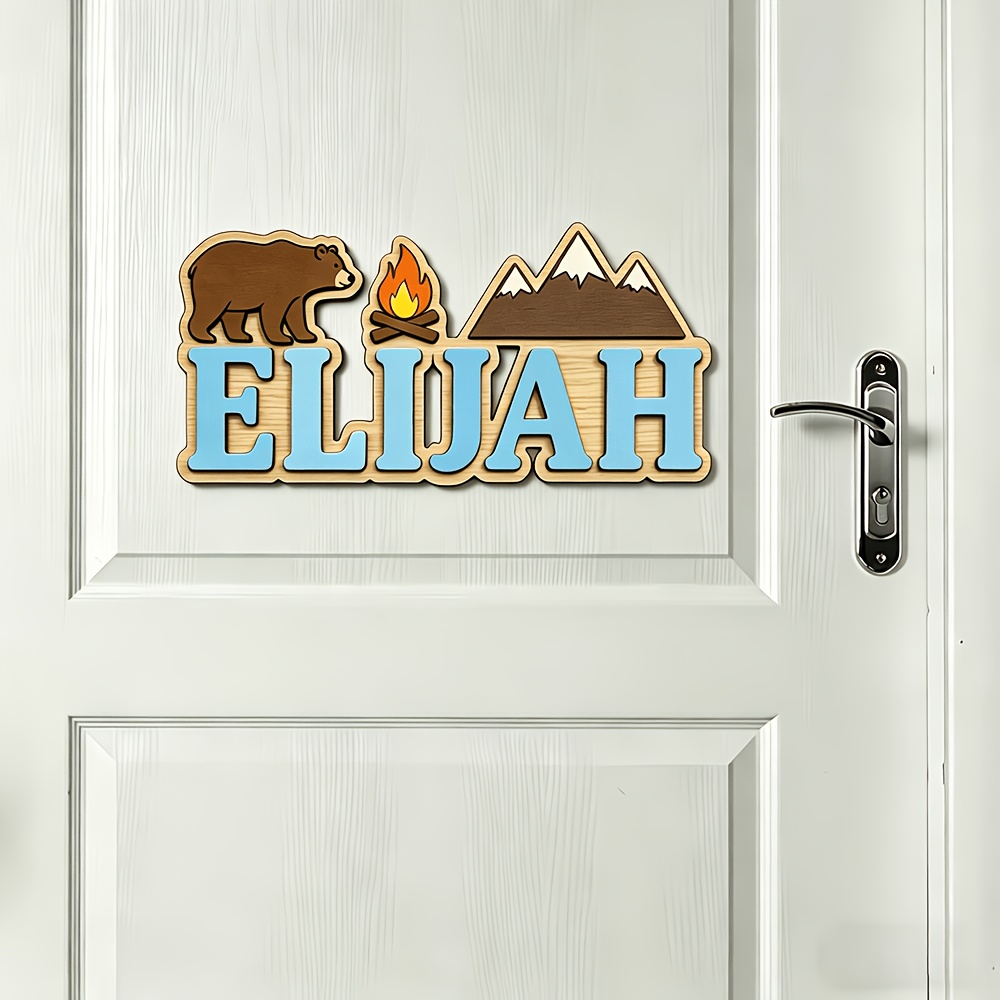 ป้ายชื่อไม้รูปหมีและกองไฟแบบปร - Baby Nursery Accent Wall บทวิจารณ์และราคา