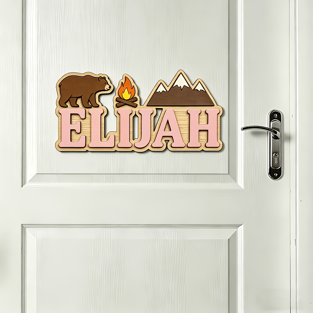 ป้ายชื่อไม้รูปหมีและกองไฟแบบปร - Baby Nursery Accent Wall บทวิจารณ์และราคา