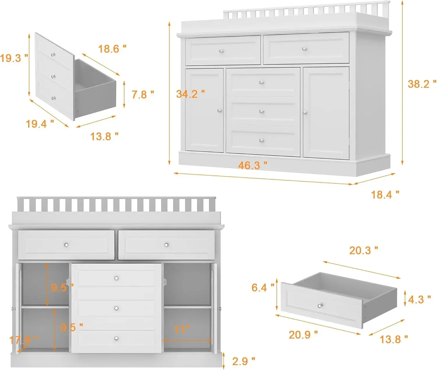 ตู้เสื้อผ้าเด็ก 46 พร้อมท็อปโต - Baby Nursery Dresser Changing Table บทวิจารณ์และราคา