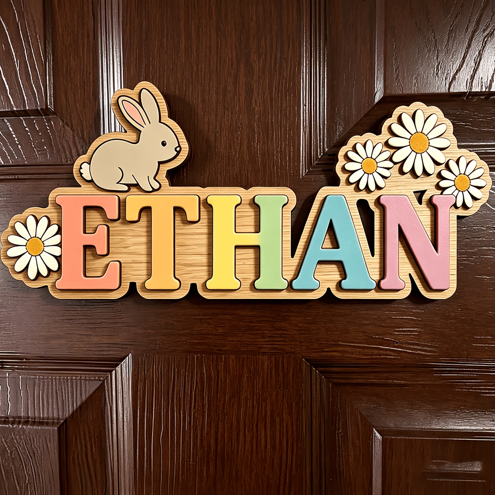 ป้ายไม้กระต่ายสายรุ้งและดอกเดซ - Baby Nursery Accent Wall บทวิจารณ์และราคา